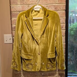 Velvet Embellished Jacket in Gold by Lenni